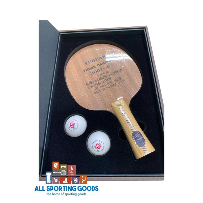 Baru Kayu Pingpong Tenis Meja Yuguan 2001-5 Kotak Coklat 3 Carbon