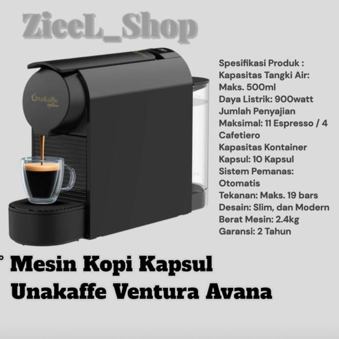 Mesin Kopi Kapsul Unakaffe Ventura Avana Hitam- Coffee Mesin Kapsul Unakaffe Excelso