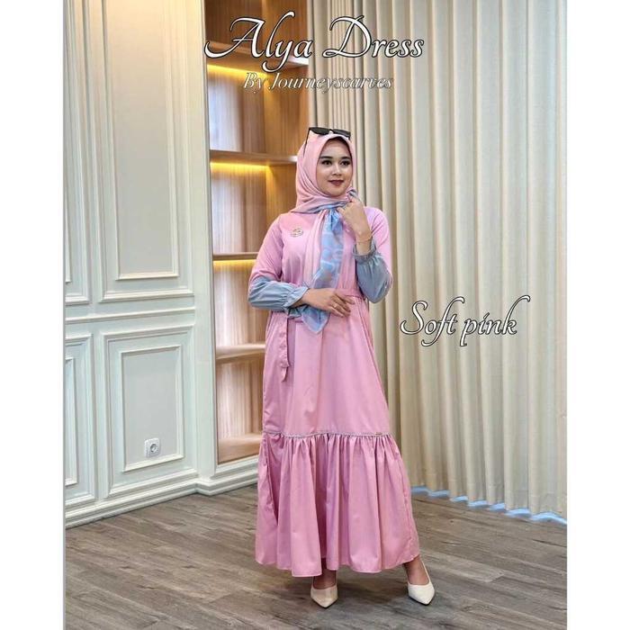Alya Dress Wanita Toyobo Journey Scarves Atasan Muslim Gamis Panjang Katun