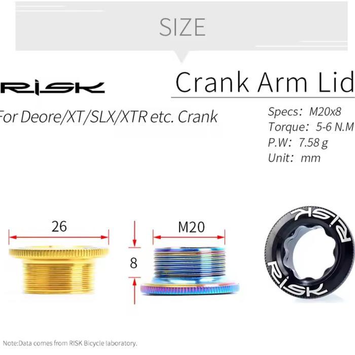 Risk Titanium Baut M20 Arm Crank Shimano Deore SLX XT XTR Ultegra Baut Crank Sepeda RT122 Gratis