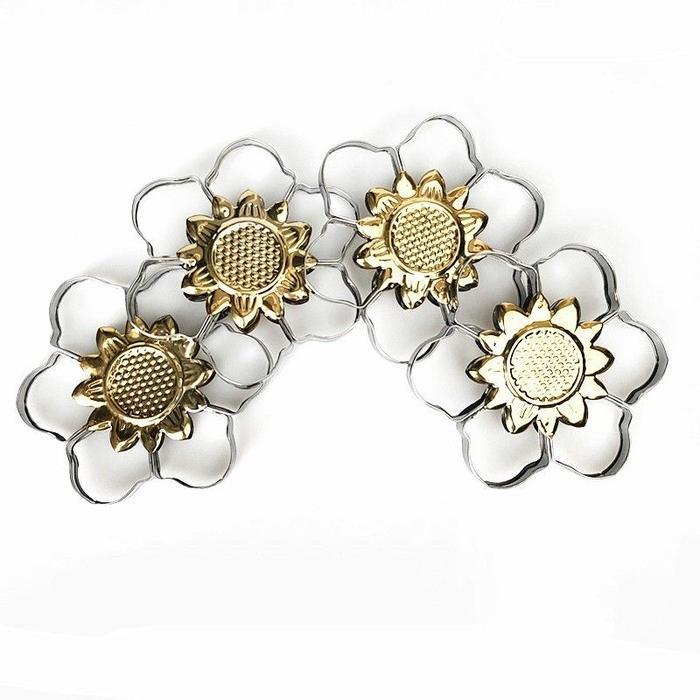 Isi 5pcs Ornamen Aksesoris Pagar Stainless Steel 120mm Bunga Matahari Ornamen Pagar Hiasan Pagar
