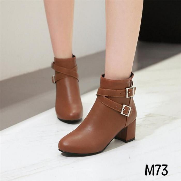 Aerostreet - Heels Boot Wanita Gesper Dua M73 Sepatu Boot Perempuan Sepatu Gak Wani