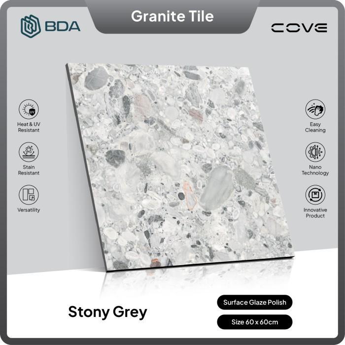 BDA Granite Tile Granit Lantai 60x60 Granit 60x60 Keramik Lantai Keramik Dinding Stony Grey