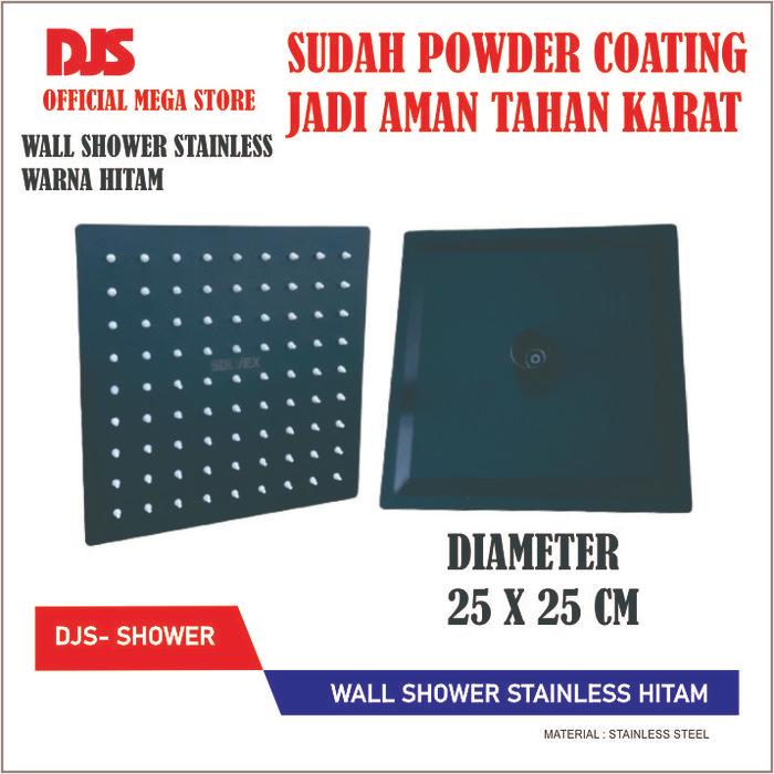 SOLVEX Kepala Shower Stainless Hitam Head Wall Shower Kotak 10 INC 25X25 CM