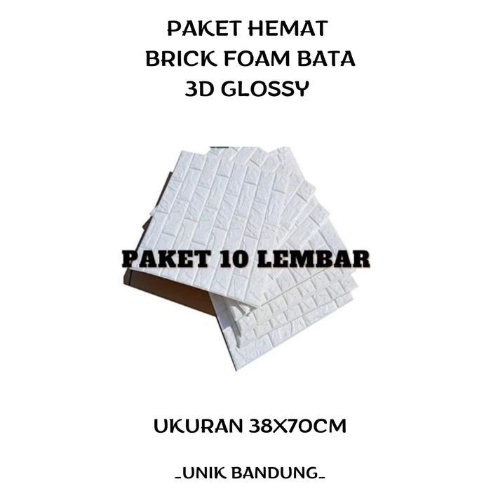 PAKET 10 LEMBAR Wallpaper 3D Tebal 2mm Ukuran 38CM x 70cm busa Wallpaper Brick foam Bata UNIK