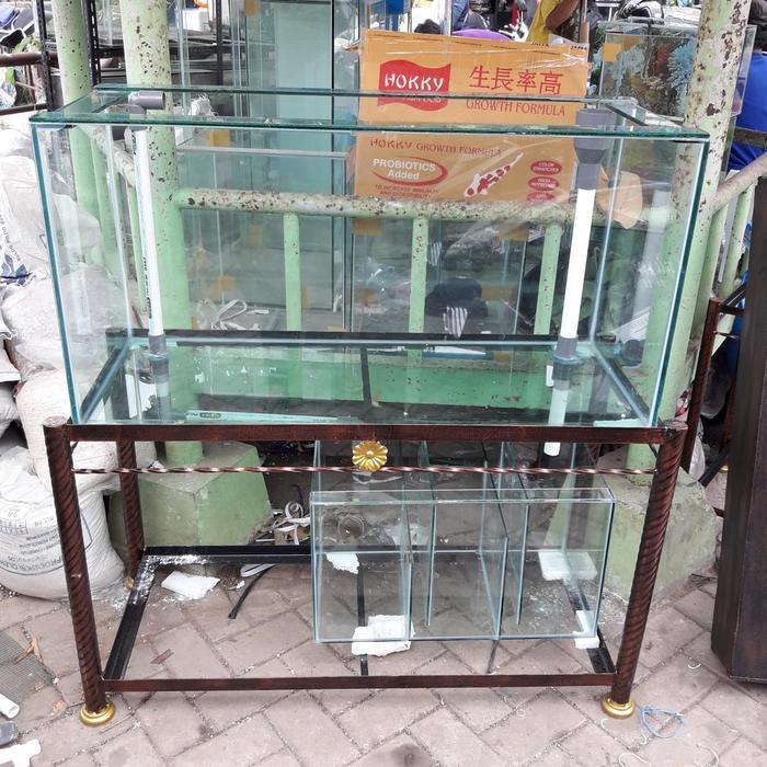 PAKET AQUARIUM.100X50X50 KACA 8 MILI +RAK +SUMP FILTER