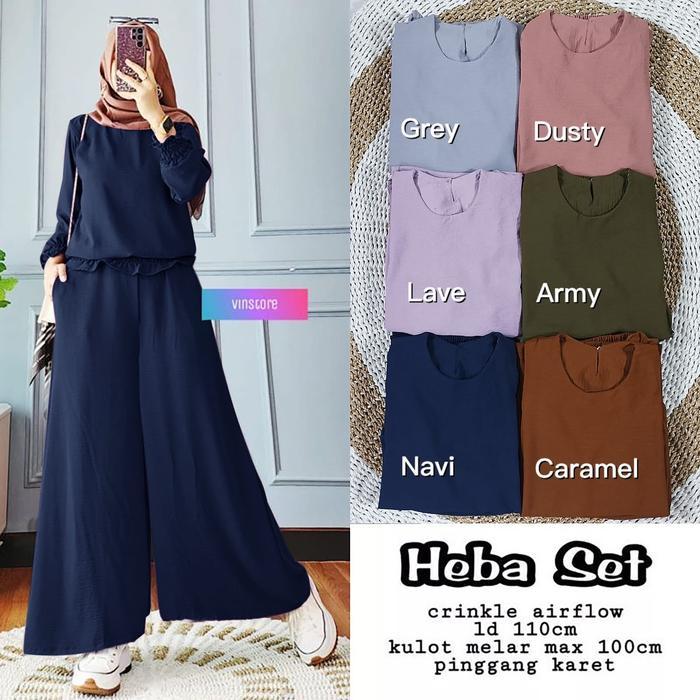 "New" Azzahra Grosir - Heba Set / Setelan Wanita Kulot One Set Crinkle Blouse Wanita / 555-7217