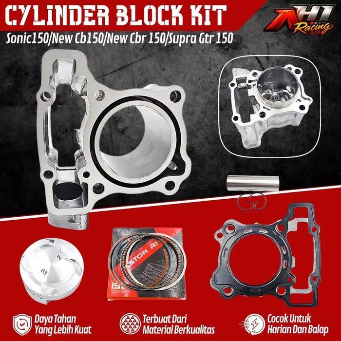 BORING BLOCK BLOK SEHER SONIC 150 R SUPRA GTR 150 NEW CB150R NEW CBR150R LED 63 MM AH1 RACING SUPER