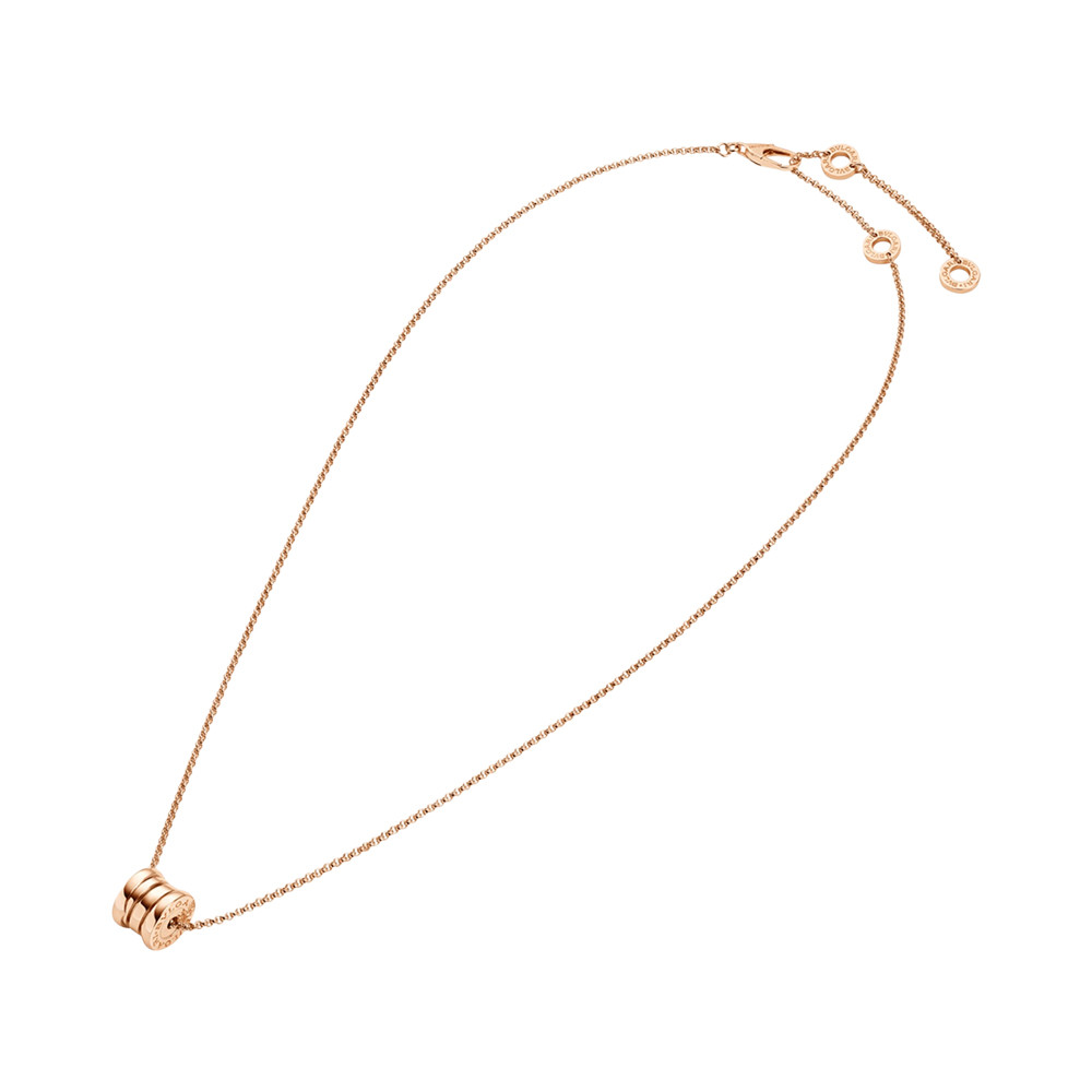 B.Zero1 Necklace with Chain and Round Mini Pendant in 18 kt Rose Gold