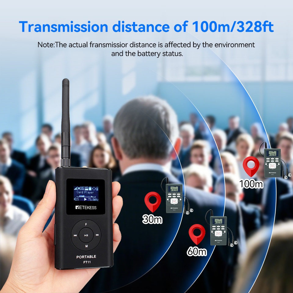 RETEKESS Wireless Tour Guide Audio System FT11 FM Transmitter PR13 FM Radio Receiver Tour Guide