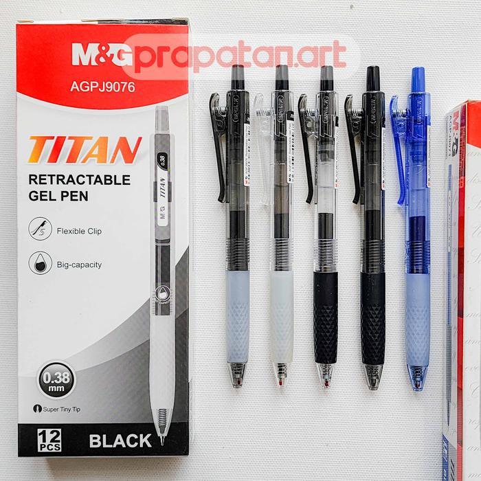 Terbaru! M&G Retractable Gel Pen Titan 0.38Mm-1.0Mm Pena Jel Pulpen