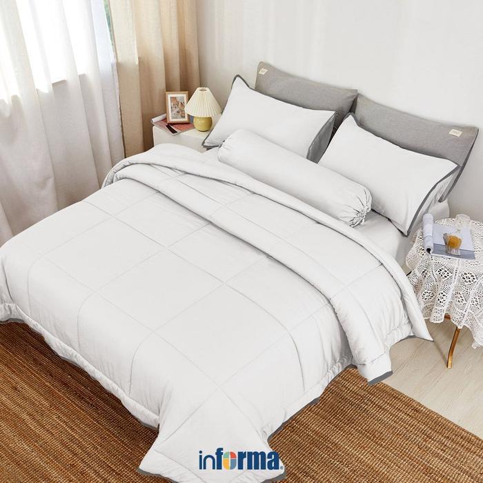 Terlaris Informa Fiore 160X200 Cm Set 5 Pcs Seprai Queen Bambu - Putih Sprei Seperai Tempat Tidur