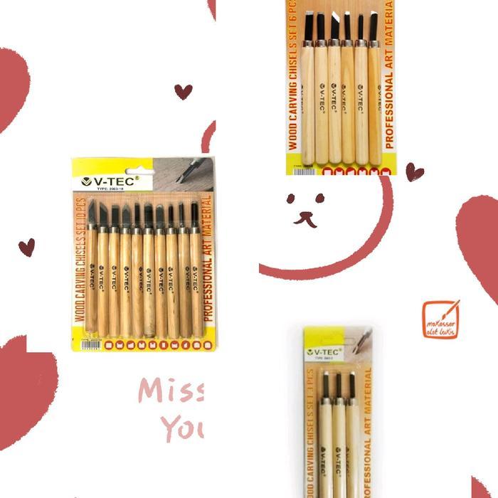 Lino Wood Clay Carving Tool Set Pisau Sudip Alat Ukir Pahat Kayu Cukil Karet Tanah Liat Sabun