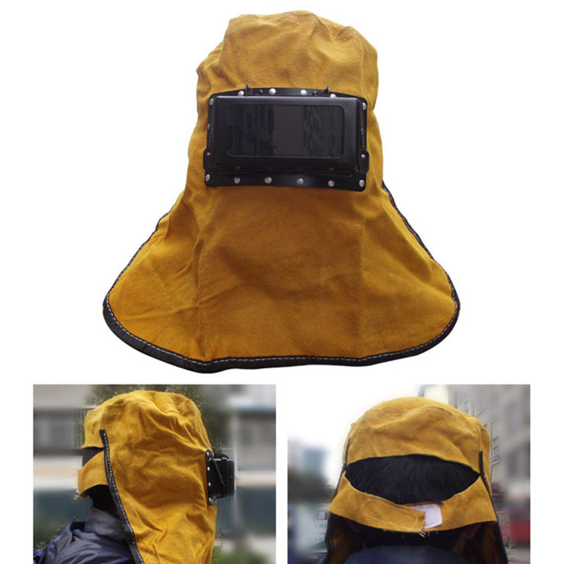 Leather Welding Helmet Mask Flip Cover Lens Breathable Leather Welding Clamshell Helmet Welder