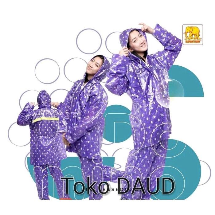TERLARIS Jas Hujan Star Polkadot Jaket celana Dholpin blu READY STOCK