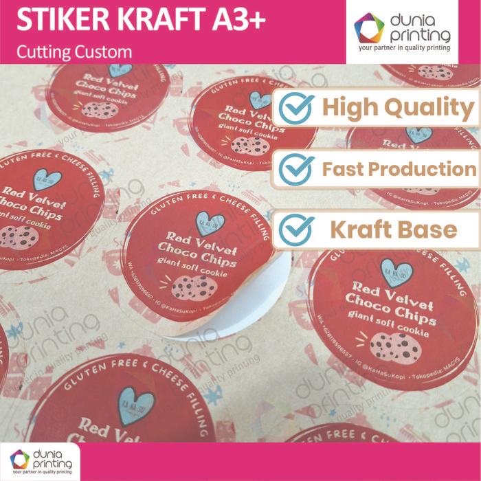 Cetak Kertas Kraft 150 gr / 310 gr stiker kraft UK A3 min 90