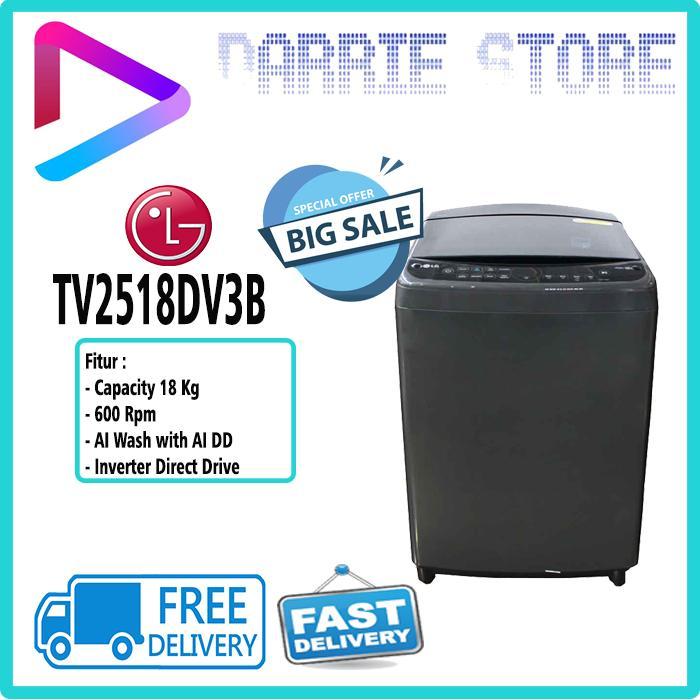 LG TV2518DV3B MESIN CUCI LG TOP LOADING 18 KG INVERTER TV2518