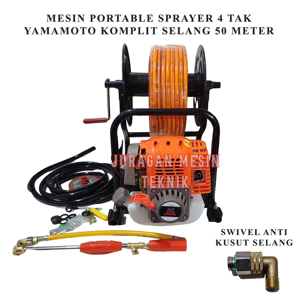 Mesin Sprayer Portable 4 tak Yamamoto + Selang 50 meter & Gulungan Selang