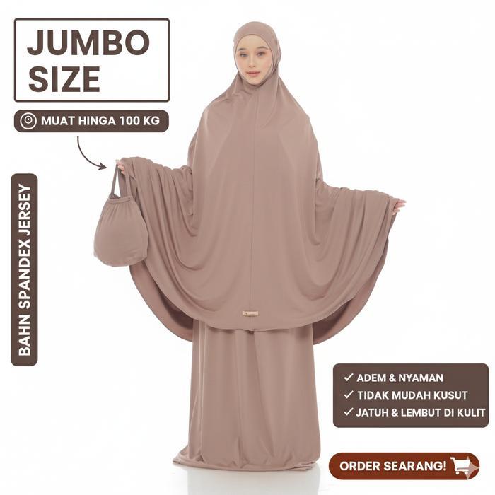 DISKON MAYSARON - Mukena Dewasa Jumbo Khadijah Menutup Dagu Jersey Premium Polos Calista Series