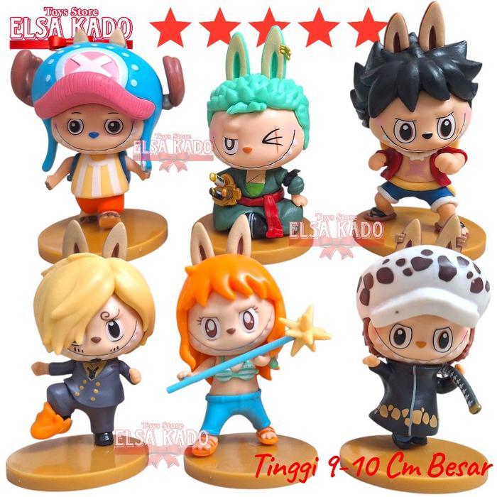 Action Figure One Piece Chibi Besar 10Cm Labubu Version Karakter Anime Nami / Trafalgar Law /