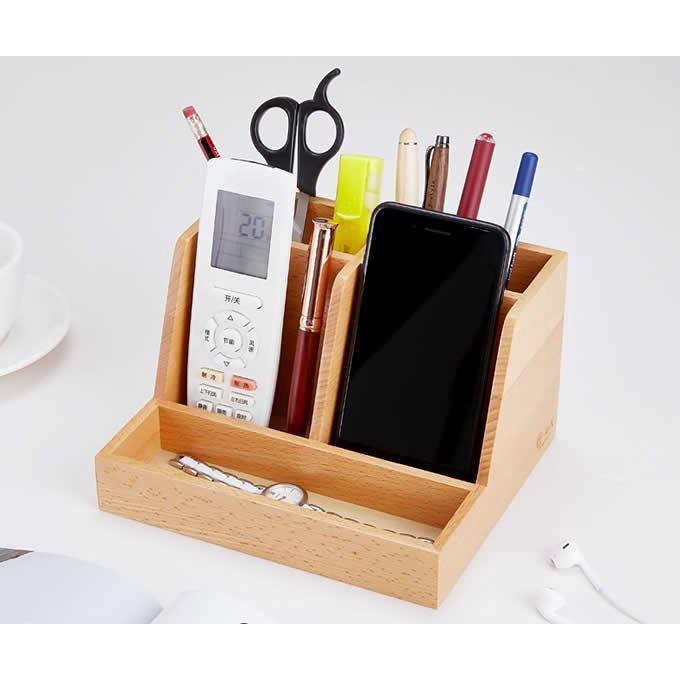 Wooden Desk Organizer DIY Rak Meja Kayu Tempat Alat Tulis Multifungsi Penyimpanan Kantor box file