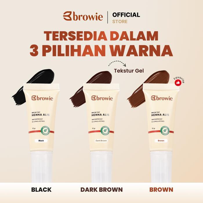 browie Brow Tint Henna Alis [Natural brown, Dark brown, Black] Sulam Alis Halal Waterproof
