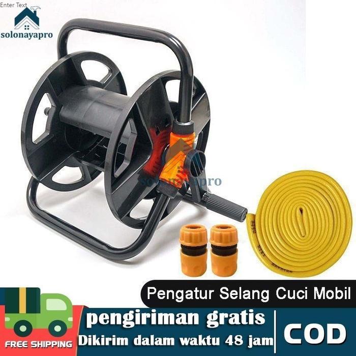 Roll Gulungan Selang Air 50 Meter Portable Alat Penggulung Selang Air Semprot Taman Cuci Motor Mobil
