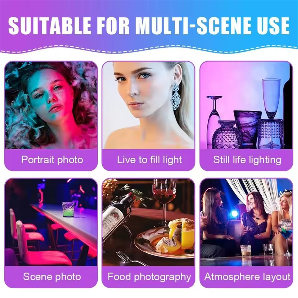 MEUYAG RGB Video Light Mini LED Camera Light Rechargable LED Panel Lamp Photo Video Fill Lighting