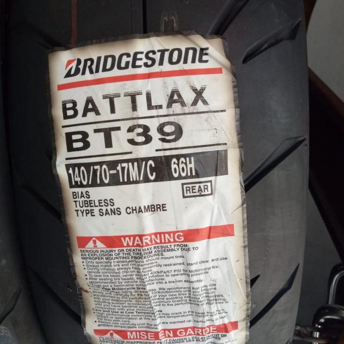 Ban Luar Bridgestone Battlax Bt39 Ukuran 140/70-17 Battlax Tubeless