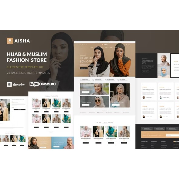Aisha – Hijab & Muslim Wear Store Elementor Template Kit