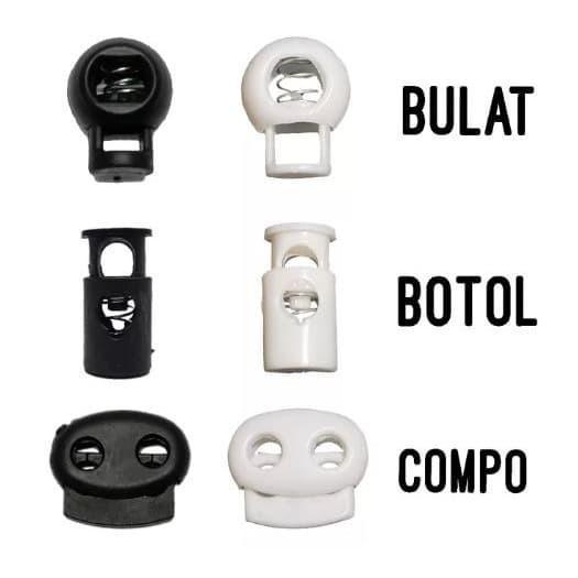 STOPPER TALI TAS SERUT / TALI KUR @500 PC Stopper Bulat / Botol / Comp