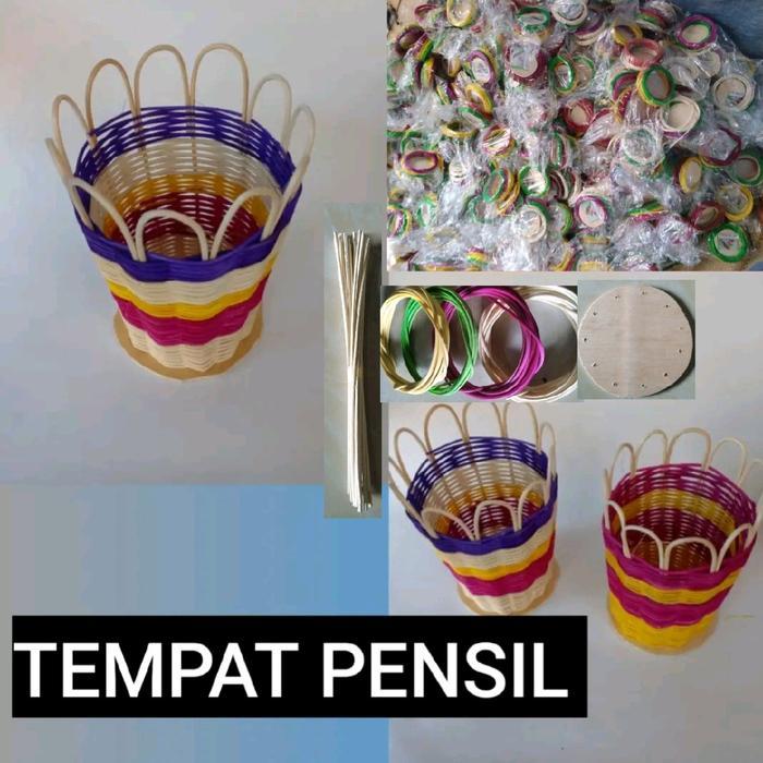 PAKET BAHAN ANYAMAN ROTAN BENTUK TEMPAT PENSIL