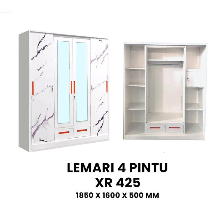 Lemari Baju Besi - Lemari Pakaian Besi Sliding / 2 Pintu / 3 Pintu - XR 425, KARGO / NON RAKIT