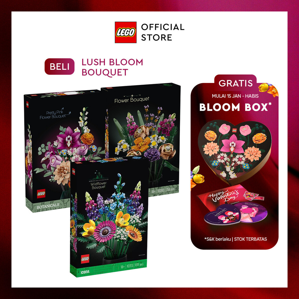 LEGO Bouquet Bundle - LEGO Botanicals 10342 Pretty Pink Flower Bouquet + LEGO Botanicals 10280 Flowe