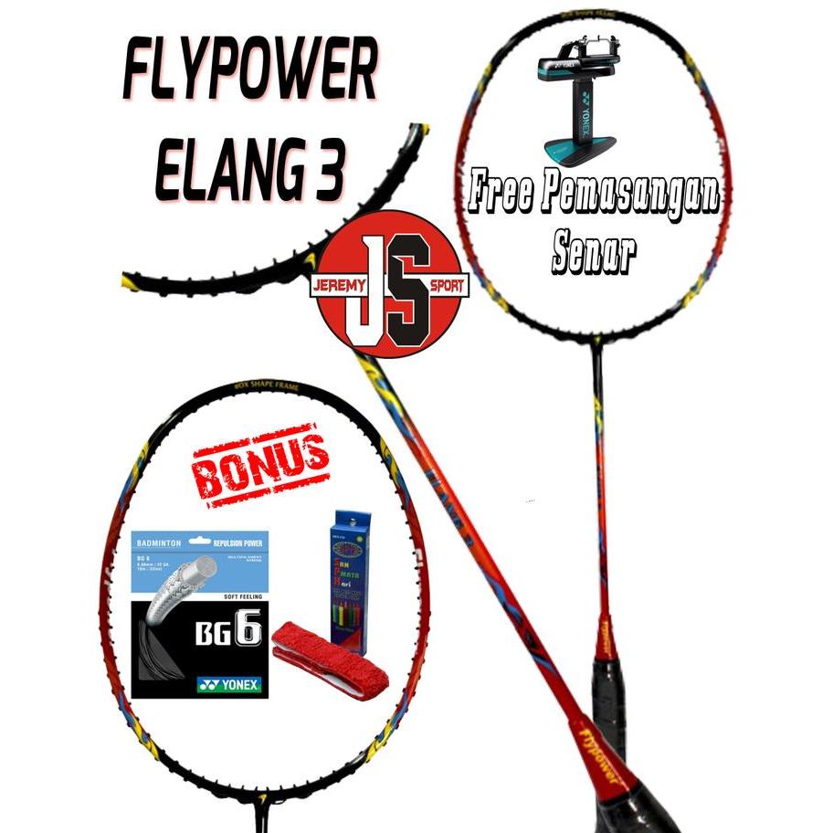 Raket Badminton Flypower Elang 3 Original Bonus Senar Dan Grip Terlaris
