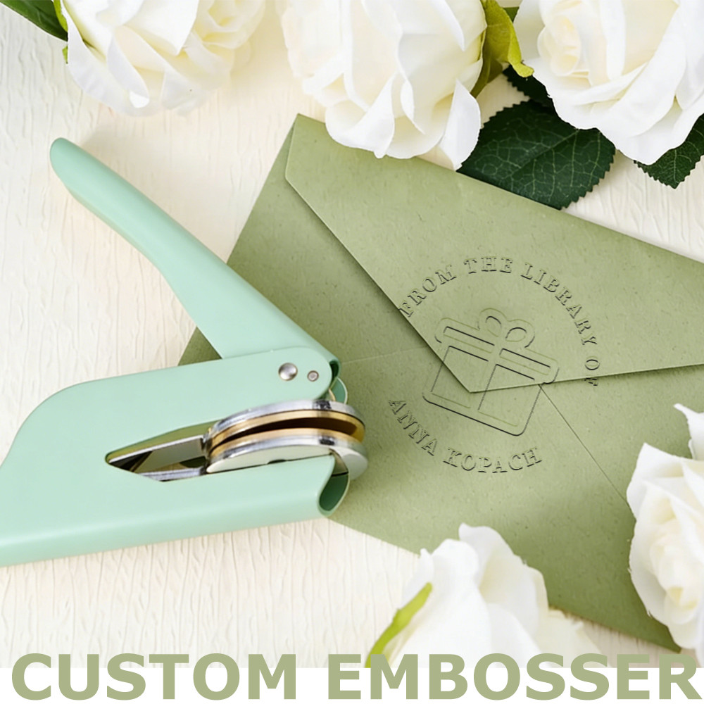 from the Library of Personalized Book Embosser Stamp Custom Intial Letter Embosser Seal for DIY Book