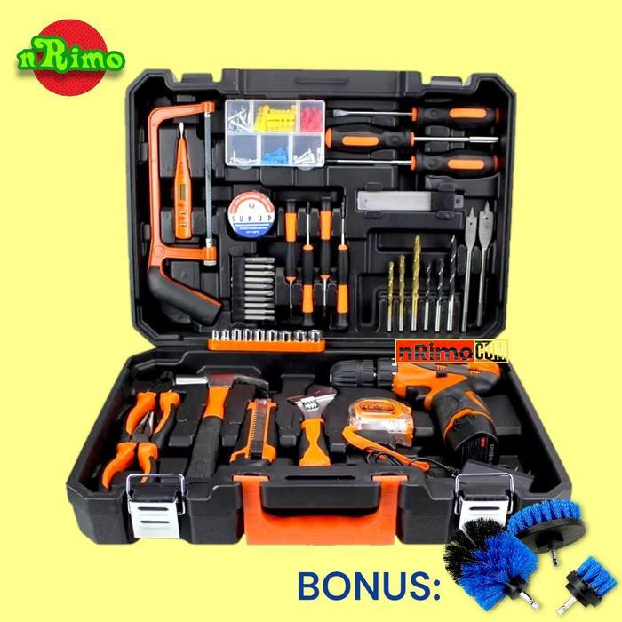 TERLARIS Alat Tukang Modern Lengkap Perkakas Pertukangan Home Tool Kit Full Set Mesin Bor Listrik