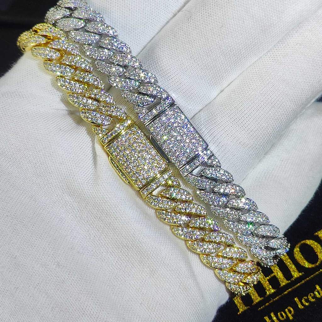 Luxury Jewelry Bling CZ Cuban Link Bracelet Two Row Zircon Copper Miami Cuban Bracelet Iced Out Hip