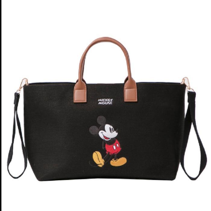 terlaris Gracegift Mickey Mouse canvas tote bag Small Black 100% ori