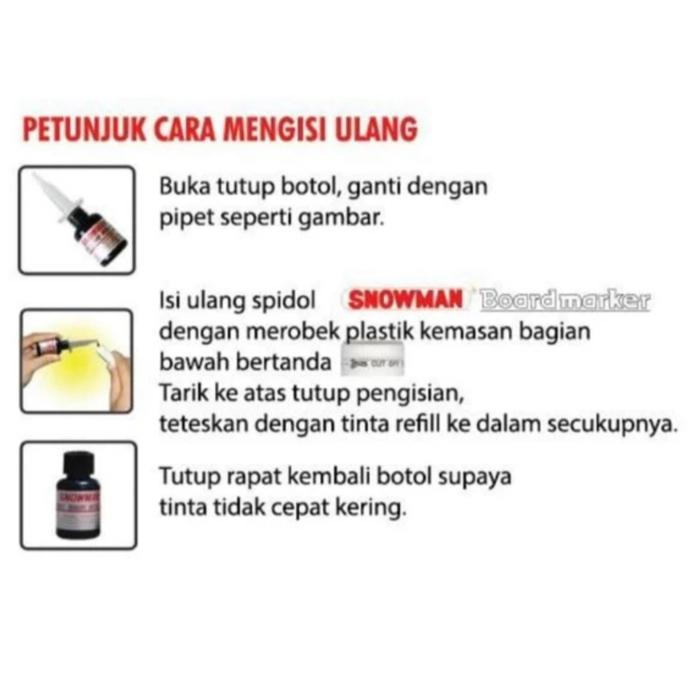TINTA REFILL SPIDOL WHITEBOARD, ISI ULANG TINTA SPIDOL WHITEBOARD SNOWMAN