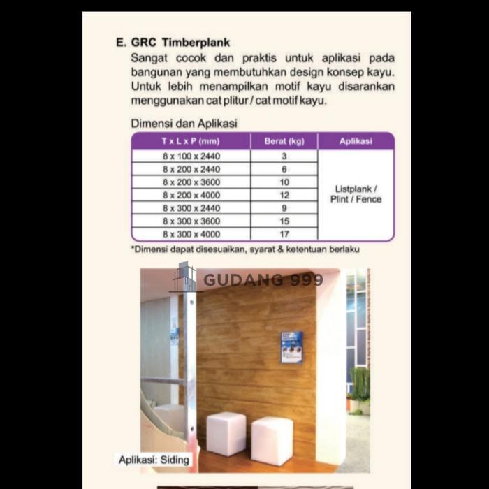 LISPLANK GRC 20 cm 3 m / TIMBERPLANK URAT KAYU / LISPLANG / Gratis Ongkir