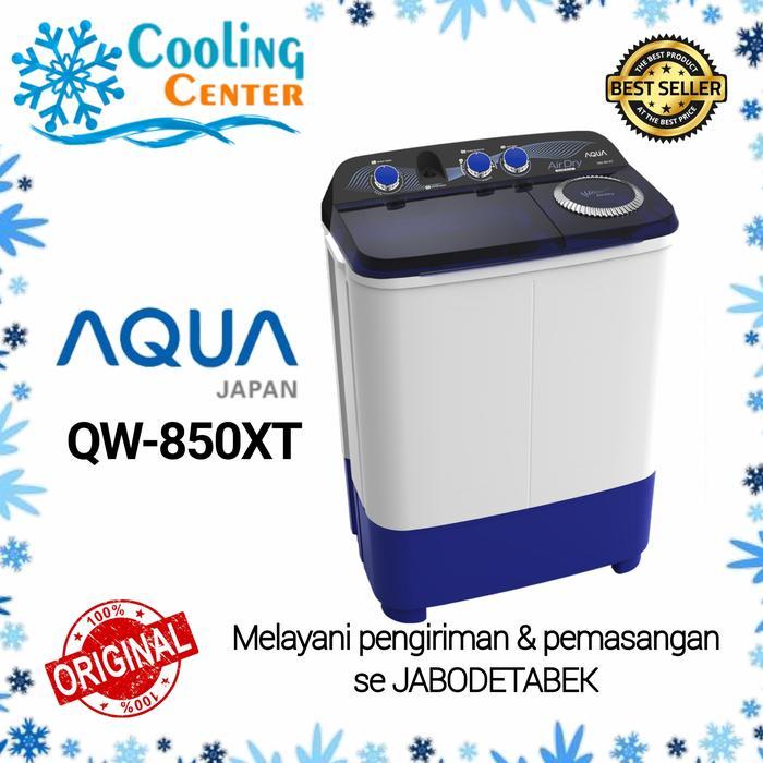 AQUA JAPAN Mesin Cuci 2 Tabung 8kg QW-850XT Hijab Series - Kapasitas Besar, Mode Hijab & Soak