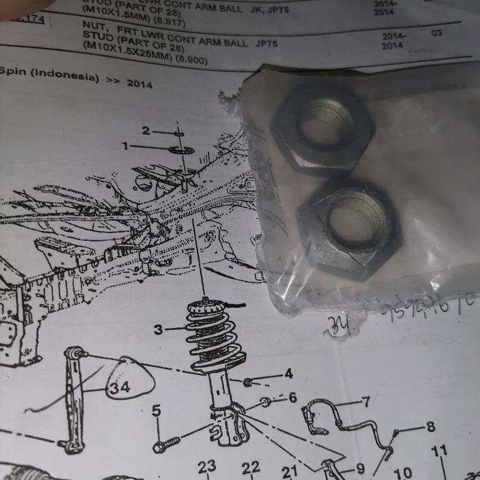 Baut Tatakan Shock Depan Chevrolet Spin