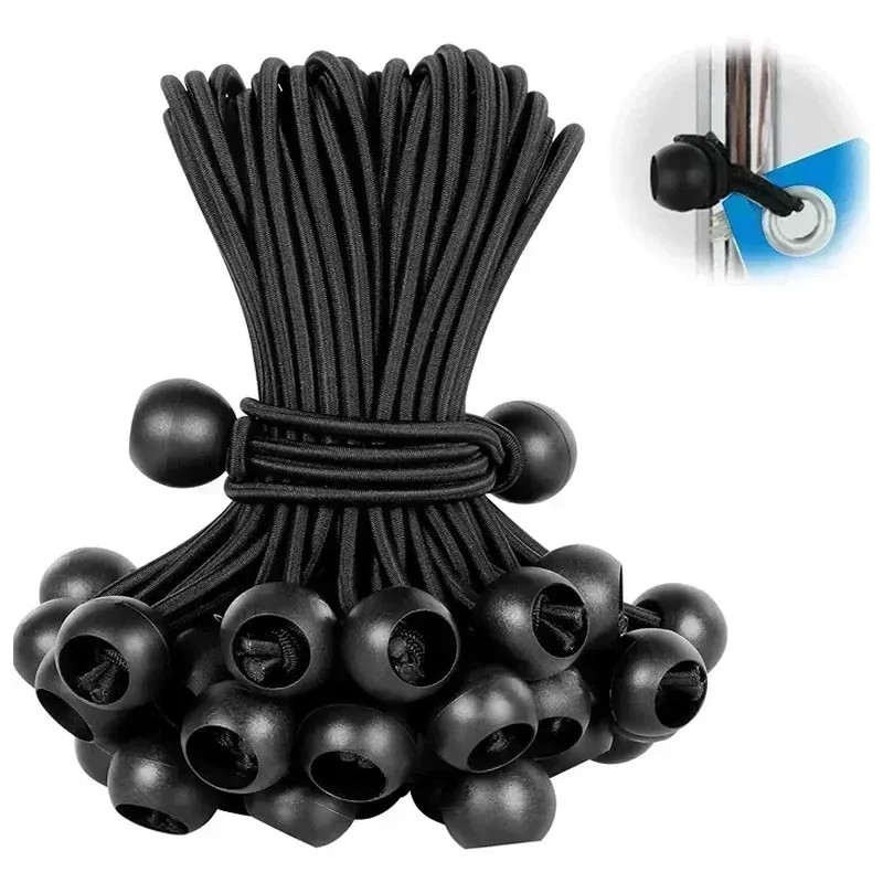 10Pcs Bungee Ball Tar Canvas Tarpaulin Flagpole Ties Cord Ends Elastic Rope Lace Fixed Boat Pole