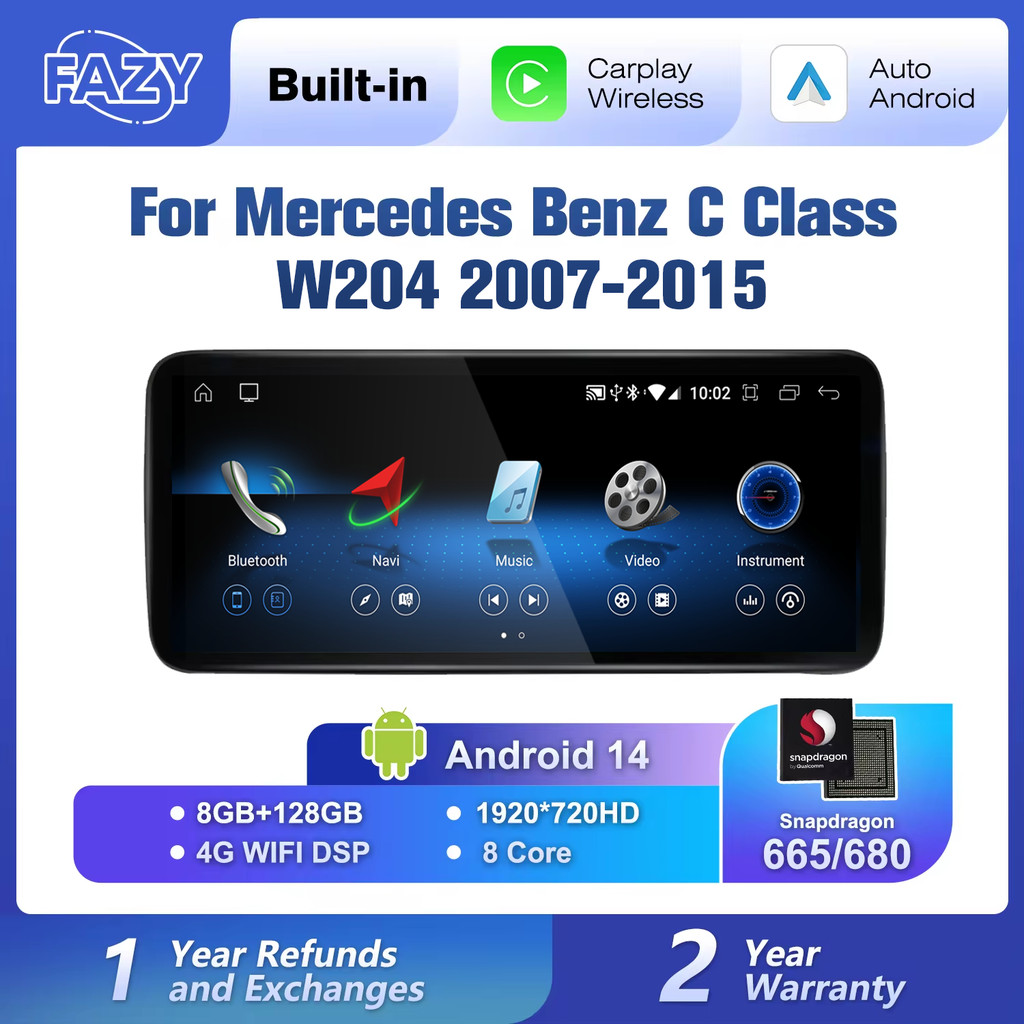 FAZY Android 14 Car Carplay Screen Radio For Mercedes Benz C Class W204 S204 C204 2007-2015 Car