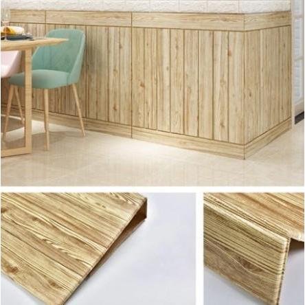 "New" Wallpaper/wallfoam Dinding 3D Foam Serat / Motif Kayu 5mm