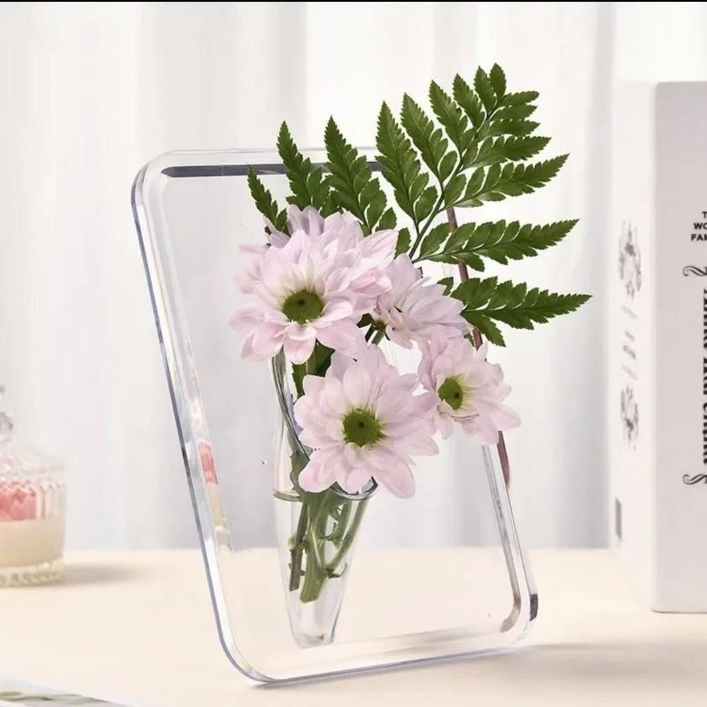 Ins Acrylic Photo Frame Vase Transparent Fresh And Dried Flower Flower Container Hydroponic Flower