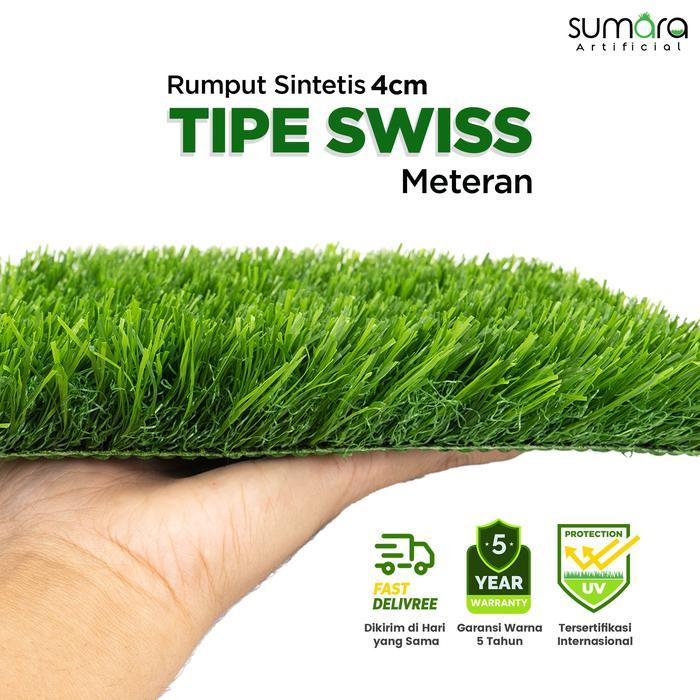 Rumput Sintetis Swiss 4 cm Karpet Rumput Sintetis Dekorasi Hijau