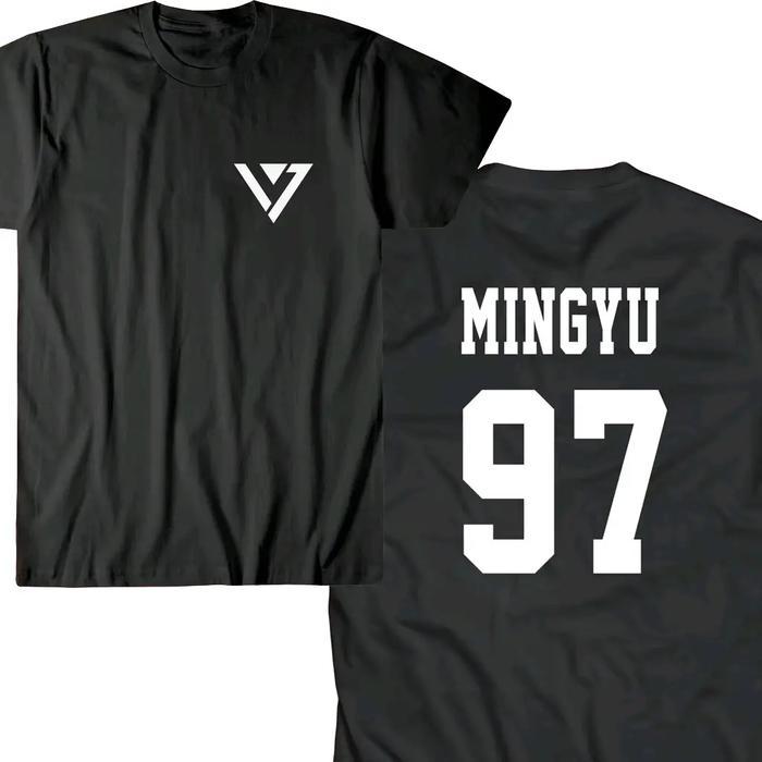 Baju Kaos Tshirt Seventeen Logo Mingyu JeongHan Wonwoo Hoshi DK Seungkwan Woozi The 8 Dino S.coups