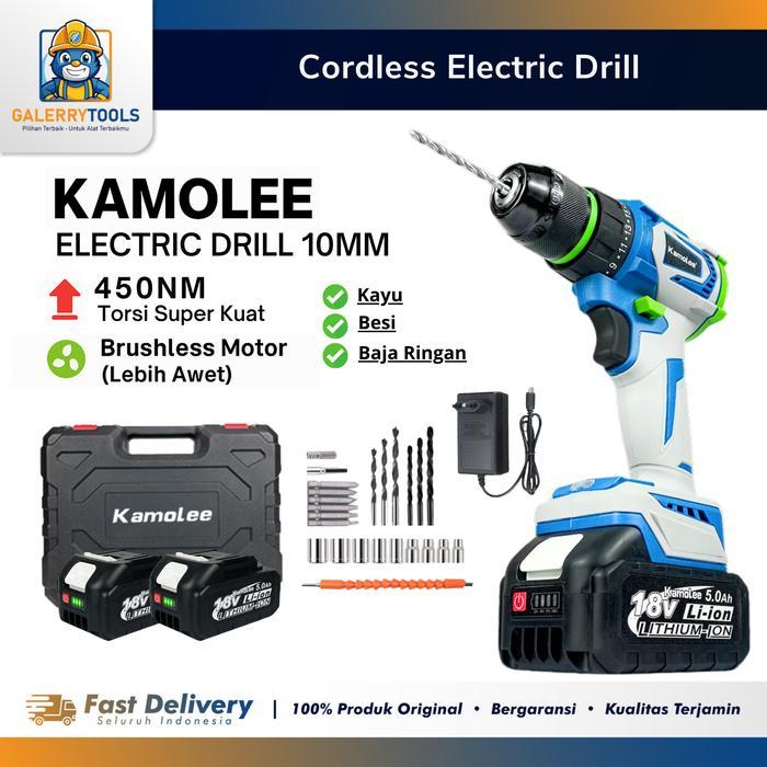 Kamolee Mesin Bor 10Mm Torsi 450N.M Brushless Electric Drill / Bor Listrik Cordless